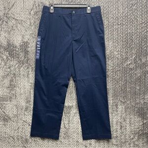 Croft & Barrow Men's Classic Fit Flat Front Poplin Pant Size 34x29 Navy Blue